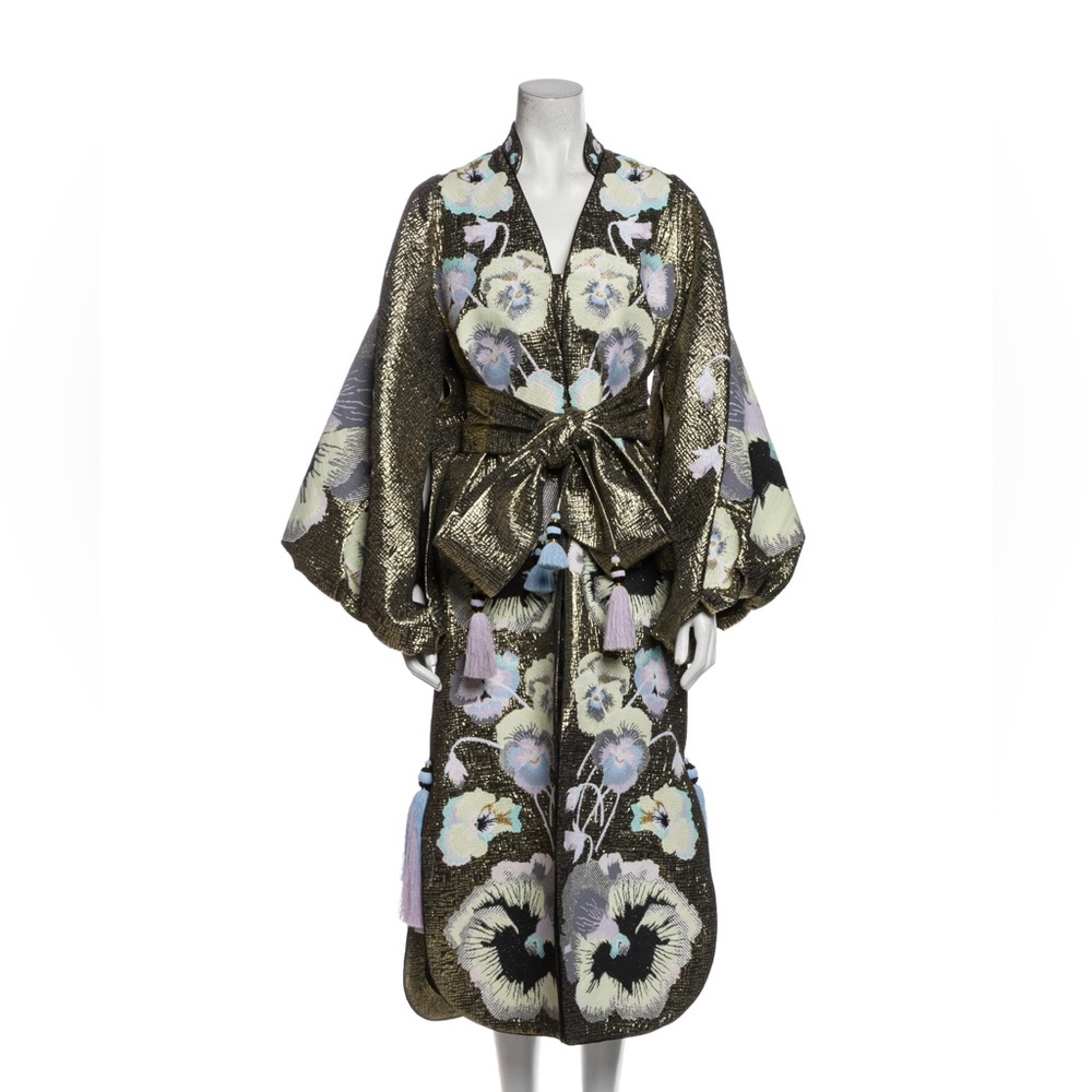 Gorgeous metallic Yuliya Magdych kimono coat dress size S mint condition!
